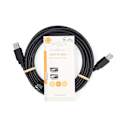 Pikkukuva 3 / 3: USB kaapeli | USB 2.0 | USB-A Uros | USB-A Uros | 480 Mbps | Niklattu | 5.00 m | Pyöreä | PVC | Musta | Label