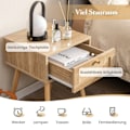 Miniatyrbillede 4 af 5: Sengebord med skuffe sidebord med rattan design 40 x 40 x 55 cm eg