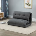 Miniatyrbillede 3 af 10: Gulvstol 2-i-1 Gulv Sovesofa Sovesofa 13 Positioner Justerbart ryglæn til stue Linned 100 x 71 x 54 cm Grå