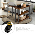 Miniatyrbild 4 av 5: L-format sidobord med hjul & 2 hyllplan 360° roterande soffbord Rustikbrun
