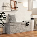 Miniatyrbillede 2 af 10: Bænk med opbevaringsplads, foldbar polstret bænk med separate beholdere, sengebænk med linnedlook, sædekiste til entre, soveværelse, stue, 110 x 38 x