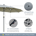 Miniatyrbillede 6 af 10: Parasol Med Led Solar 4,5 M Dobbelt Parasol Have Paraply Market Paraply Patio Paraply Oval Lysegrå + Sort