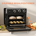 Pikkukuva 6 / 10: Miniuuni kiertoilmalla 20L miniuuni uunipellillä, grilliritilä ja murupelti, 90°C-230°C kuumailmakeitin 5 tilassa, paistokori, ajastin 60 min, 1400W,