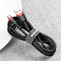 Pikkukuva 8 / 9: Kestävä joustava kaapeli USB microUSB QC3.0 2.4A 1M musta ja punainen