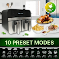 Miniatyrbild 5 av 5: Comfy Nest CN-AFD45NS: 2400W dubbelkorg Digital S/S Airfryer - 9L