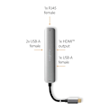 Miniatyrbillede 7 af 9: USB Multi-Port Adapter | USB 3.2 Gen 1 | USB-C™ Han | HDMI™ Hun / RJ45 Hun / 3x USB-A Hun | 5 Gbps | 0.20 m | Runde | Guldplateret | PVC | Antracit |