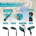 Miniatyrbillede 4 af 5: 4-delt børnegolfkøllesæt med golftaske og regnslag til børn i alderen 8-10 år blå