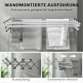 Miniatyrbild 5 av 10: Kläder Airer Wall Utdragbar Klädtork Väggmonterad med 8 aluminiumstänger, platsbesparande torkställning för inom- och utomhusbruk 86 x 61 x 22 cm, Sil