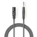 Miniatyrbillede 1 af 3: Balanceret Audio kabel | XLR 3-Pin Han | 6.35 mm Hanstik | Nikkelplateret | 1.50 m | Runde | PVC | Mørkegrå | Kartonhylster