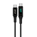 Miniatyrbillede 1 af 9: Flettet kabel med LED skærm USB-C 100W 20V 5A 2m sort