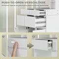 Pikkukuva 8 / 10: Pesupöytä kosmetiikkapöytä peilillä, push-to-open mekanismit, monipuoliset kiinnitysvaihtoehdot, peilipöytä 4 laatikolla, 3 avohyllyä ja 2 kaappia, va