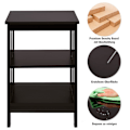Miniatyrbillede 5 af 5: 3 niveauer II formet sengebord sidebord med hylde og opbevaringsplads 40 x 40 x 61 cm kaffe