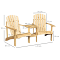 Miniatyrbillede 4 af 10: Adirondack Havestol Med Bord Og Paraplyhul 2 Pers Havestol Siddegruppe Havemøbler Til Altan Massivt Træ Natur 178 X 87 X 92 Cm
