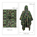 Pikkukuva 4 / 9: Monikäyttöinen sadeponcho 3 in 1 -naamiointi Khaki one size