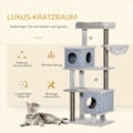 Miniatyrbillede 8 af 10: Kradsestolpe 142H Cm Kattetræ Med Kattehuler & Platforme, Sisal-Søjle, Kattelegetøj, Anti-Tip, Grå