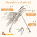 Miniatyrbillede 4 af 5: Baby højstol sammenklappelig babystol med lænefunktion hjul & dobbeltbakke 96,5 x 55 x 99-109 cm grå