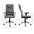 Miniatyrbillede 4 af 10: Kontorstol Direktørstol Højdejusterbar, Ergonomisk, Kunstlæder, Grå, 66X73X108-118 Cm