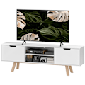 Miniatyrbillede 1 af 10: TV-skab, TV-stander til fjernsyn op til 65 tommer, lowboard med 2 skabe og 2 hylder, TV-skab til stue, 150 x 39 x 50 cm hvid