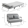 Miniatyrbillede 4 af 10: Sovesofa To-Personers Seng Funktion & Hynder, Justerbar Sofa, Op Til 150 Kg, Lysegrå
