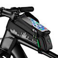 Miniatyrbillede 1 af 8: Cykelsteltaske med cover til telefon og navigation, sort