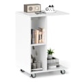 Miniatyrbillede 2 af 5: C-formet sidebord, smalt sidebord med hylder, mobilt sengebord til stue, hvid