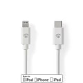 Pikkukuva 3 / 3: Lightning Kaapeli | USB 2.0 | Apple Lightning 8-Pin | USB-C™ Uros | 480 Mbps | Niklattu | 2.00 m | Pyöreä | PVC | Valkoinen | Label