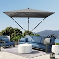 Miniatyrbillede 9 af 10: Cantilever paraply Ø260 cm parasol med UV beskyttelse 50+ vandafvisende krank paraply med stativ, dæksel, håndsving, vindlås, markedsparaply vipbar ha