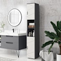 Miniatyrbillede 3 af 10: Smalt badeværelsesskab, højt toiletskab med justerbar hylde og 2 åbne rum, badeværelsesskab til små rum badeværelse, stue 30 x 30 x 183 cm grå |