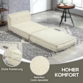 Miniatyrbillede 6 af 10: Gulvsofa 2-i-1 sammenfoldelig sovesofa med fløjls-look, polstret sovesofa kan holde op til 240 kg til stue, soveværelse, cremehvid