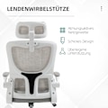 Miniatyrbillede 7 af 10: Kontorstol Ergonomisk Højdejusterbar Skrivebordsstol Justerbar Armlæn Pude Vippefunktion Lændestøtte Mesh Grå