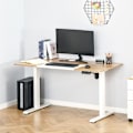 Pikkukuva 2 / 10: Computer Desk Sähköpöytä, Seisomapöytä, Korkeussäädettävä, Pöydän Runko Moottorilla, Metalli, Luonnollinen+Valkoinen