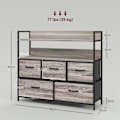 Miniatyrbild 4 av 10: Byrå med 5 lådor Tygförvaringsskåp Byrå med 2 hyllor Stålram Modern Design för Vardagsrum Sovrum Grå Aosom