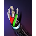Miniatyrbild 6 av 9: 2-i-1 stark flätad kabel USB - microUSB + USB-C 1m 2,4A svart