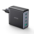 Miniatyrbild 3 av 4: GaN nätverksladdare med USB-C kabel 3x USB-C USB-A 100W svart