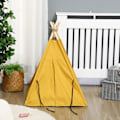 Miniatyrbillede 9 af 10: Cat House Tipi Telt Hundeseng Med Pude Skridsikker Med Legebold Lavet Af Fyrretræ Indendørs I Gul