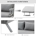 Miniatyrbillede 6 af 10: Sovesofa To-Personers Seng Funktion & Hynder, Justerbar Sofa, Op Til 150 Kg, Lysegrå