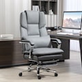 Miniatyrbillede 3 af 10: Kontorstol med vippefunktion, bæreevne 180 kg, ergonomisk, 160° vippelig ryglæn, imiteret læder, 63W x 71D x 123-129H cm, lysegrå