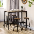 Miniatyrbillede 2 af 10: Barbord Med Barstolssæt, 5 Stk. Barbordssæt, Køkkenbord Med 4 Barstole, Spisegruppe I Industrielt Design, Metal, Rustik Brun