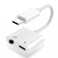 USB-C till 3,5 mm AUX-adapter, 3A - Ladda & lyssna - Vit