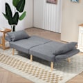 Pikkukuva 9 / 10: 3-istuttava sohva nukkumistoiminnolla, 170x83x80cm, 3-portaisesti säädettävä selkänoja ja jalat, aaltojouset, tyynyt, pellava look, harmaa