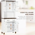 Pikkukuva 6 / 10: Keittiön Kaappi, Keittiön Buffet 2 Laatikolla, Korkea Kaappi Avolokerolla, Vitriinikaappi Pehmeällä Sulkemistoiminnolla 76 X 38 X 182 Cm, Valkoinen