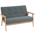 Pikkukuva 1 / 10: Double Sofa Verhoilu Loveseat, Kompakti Muotoilu, Kaksi Istuttava, Kangas Sohva, 2 Istuttava, Pellava & Kumipuu, Harmaa, 115X66,5X73Cm