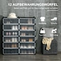 Miniatyrbillede 5 af 10: Skoskab med 12 rum, modulopbygget hylde til 12 par sko, DIY plug-in hylde, skoopbevaring til entre, sort, 49 x 37 x 108 cm