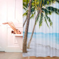 Miniatyrbillede 2 af 6: Badeforhæng strandmotiv 180 x 180 cm