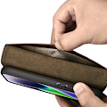 Miniatyrbillede 9 af 9: 2-i-1 læder Flip Cover iPhone 14 Anti-RFID olievoks pung etui mørkebrun