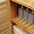 Miniatyrbillede 10 af 10: Badeværelsesskab, badeværelsesskab, sideskab med 2 lamelåger, 2 indvendige hylder, bambus opbevaringsskab til badeværelse, stue, 68 x 32 x 86 cm, natu