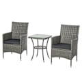 Miniatyrbillede 1 af 10: Havemøbelsæt I Rattan Med Sidebord Bistrosæt 3-Delt. Altanmøbelsæt Rattan Havesæt Siddepladser Polyrattan + Stål 60X58,5X89,5 Cm