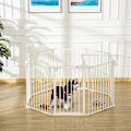 Miniatyrbild 3 av 10: Puppy Run Utomhusskåp Skyddsport Med Dörr, Flexibel, Hopfällbar, 8 Paneler, 60X76Cm, Vit