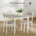 Pikkukuva 7 / 10: 3-Osainen Istuinryhmä Ruokailuryhmä, Jossa 2 Tuolia Ja 1 Pöytä Ruokapöytäsetti Ja Taitettava Pöytälevy Teräs Mdf Luonnollinen + Valkoinen 120 X 60 X 7