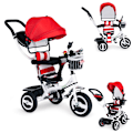 Miniatyrbillede 1 af 7: Tricycle roterende baldakin røde slidstærke gummihjul